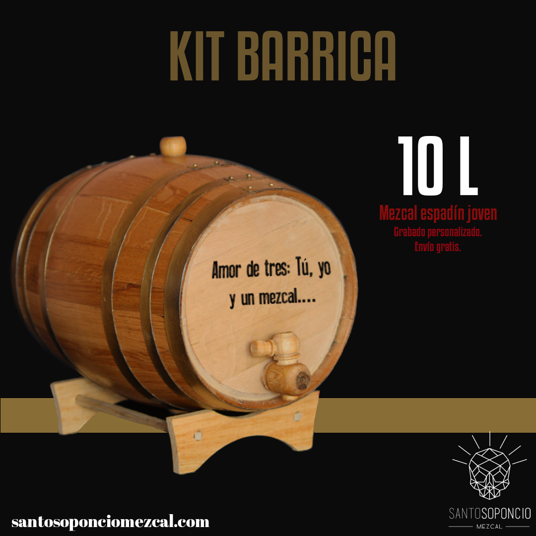 KIT BARRICA 10L MEZCAL ESPADÍN + GRABADO PERSONALIZADO DE REGALO